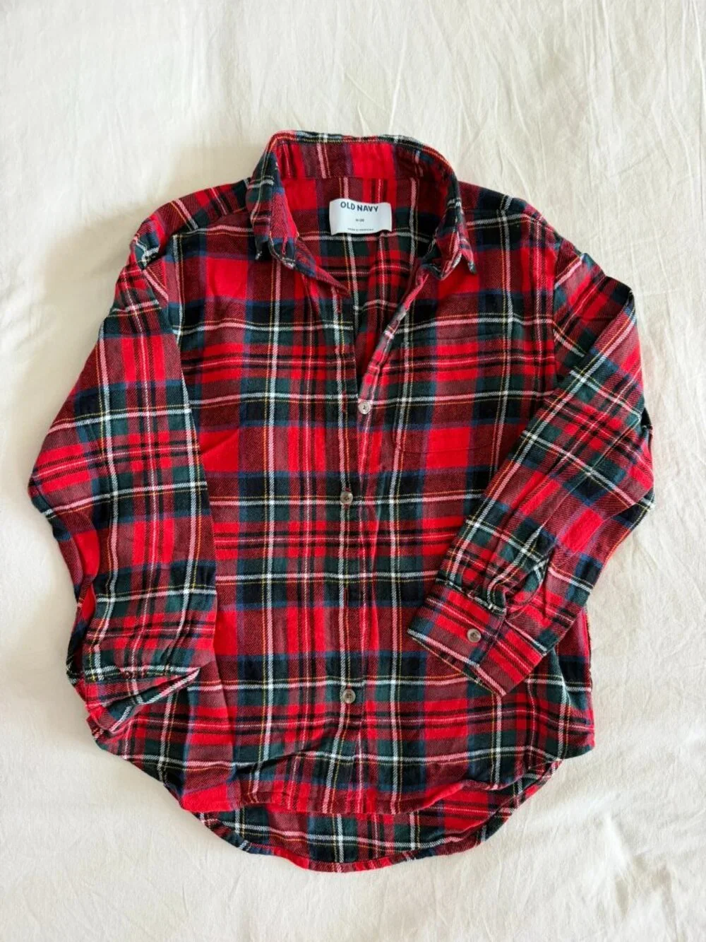 Old Navy Kids Girls Red Tartan Plaid Flannel Shirt Size M (10) Like New